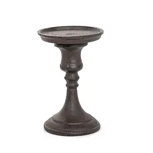 Sungmor Rustic Cast Iron Pillar Candle Holder, Vintage Candlestick Holders, Table Centerpiece Metal Candle Holder, Farmhouse Candle Stand for Fireplace Shelf Home Decor