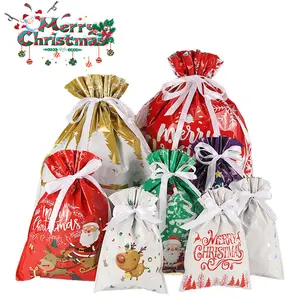 Christmas Gift Bags with Ribbons and Drawstrings, 24 Pcs Holiday Party Favor Bags, Party Favors Assortment, Festive Gift Wrapping Supplies and Packaging Accessories Assortment