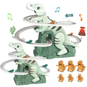 Large electric dinosaur assembled track toy set, dinosaur amusement park climbing slide toy,slide track assembly,3-6 year old children's gift