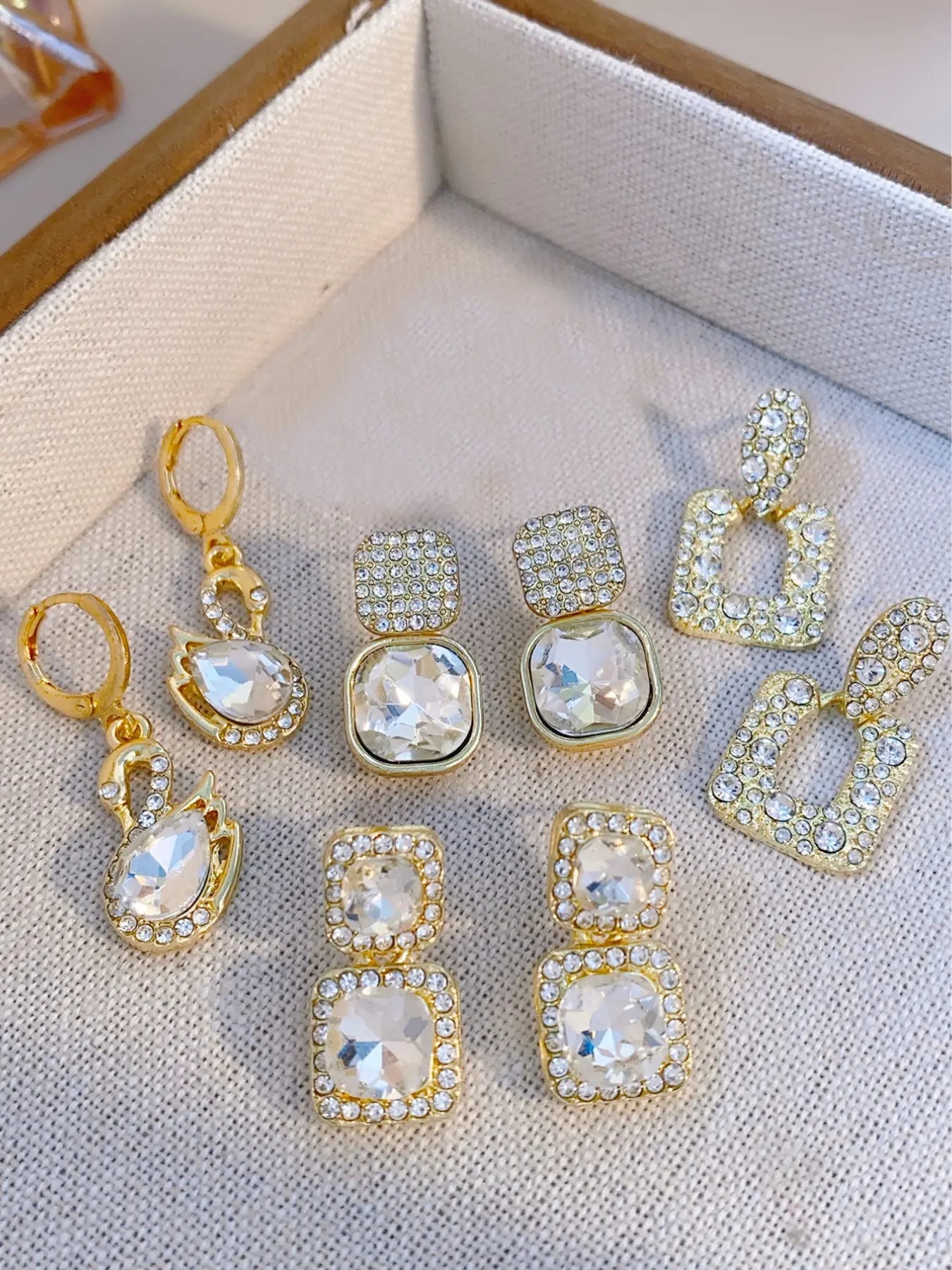 Women's Elegant Butterfly Swan Geometric Square Design Earrings Ear Studs Set, Alloy Material, All-Season Fashion Accessory, Trendy Fashionable Accessories, Trendy Jewelry