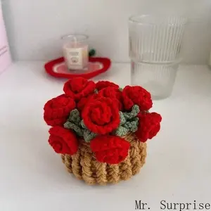 2026 New Handmade Yarn-Knitted Coaster - Creative Crochet Flower Bouquet Design Cup Mat, Aesthetic Floral Table Ornament, Cozy Home Aesthetic Mother's Day Gift for Home Room Decoration