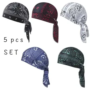 Multifunctional Outdoor Paisley Cooling Headscarf Set Elastic Hand Washable Pirate Head Wrap Breathable Safety Helmet Liner for Motorcycle Sports and Daily Use