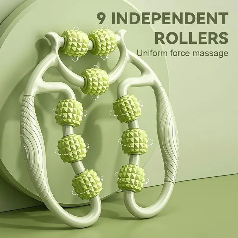 9-Row Muscle Roller for Legs, Deep Tissue Cellulite Massager with 9 Independent Rollers, Trigger Point Calf & Thigh Massage Tool for Post Workout Recovery, Lymphatic Drainage & Muscle Relief,relaxation massage equipment
