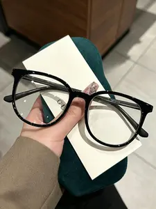 Large Round Frame Clear Lens Glasses Retro Fashion Decorative Glasses Computer Glasses Women Men, Casual Style Suitable For, And a Fashionable Practical Gift for Holidays Or Daily Use with Elegant Tones And Additions Women'S Glasses Tones All Match