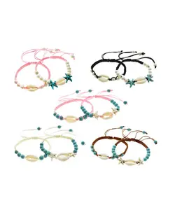 Cowry Shell & Starfish Beaded Adjustable Bracelet