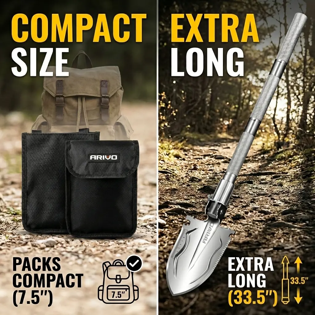Folding Survival Shovel, Durable Outdoor Multifunctional Tool with Martensitic Steel Head, 13-in-1 Compact Tactical Kit for Camping & Emergencies, Durable Outdoor Tool, Outdoor Multifunctional Tools