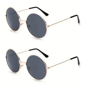 【Free shipping】Retro round fashionable glasses, suitable for both men and women - lightweight metal frame with lenses, 8 colors to choose from (black, pink, yellow, red, purple, green, cyan, orange) - suitable for daily use and casual pairing