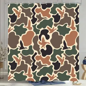 Vintage Duck Camo shower curtain Retro Hunting Style Camouflage Design Bath Curtain for hunters Bathroom Home Decor with Hooks Birthday Hhousewarming Gift