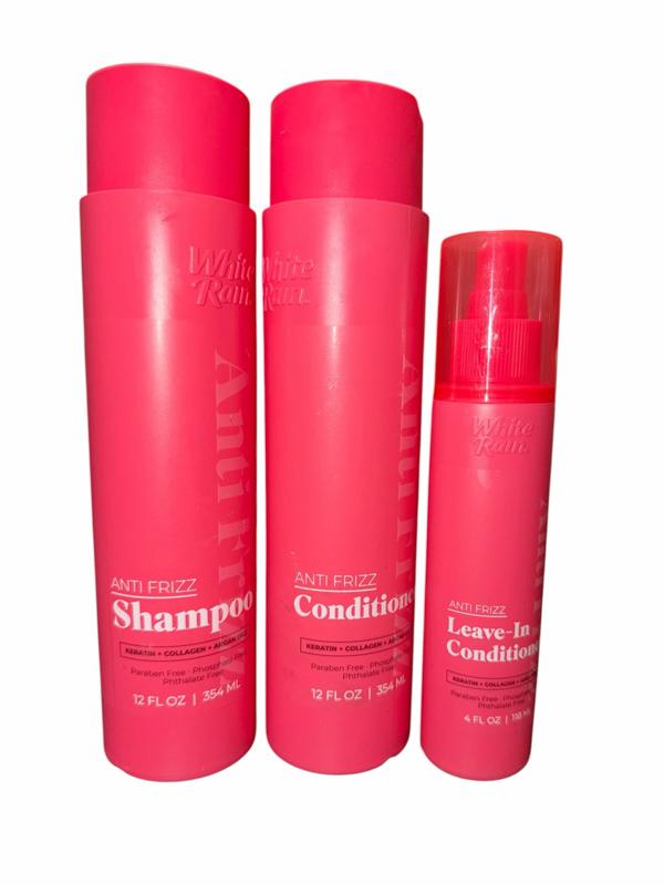 3-pc volumizing/frizz white rain shampoo,conditioner, and leave-in Set for Haircare