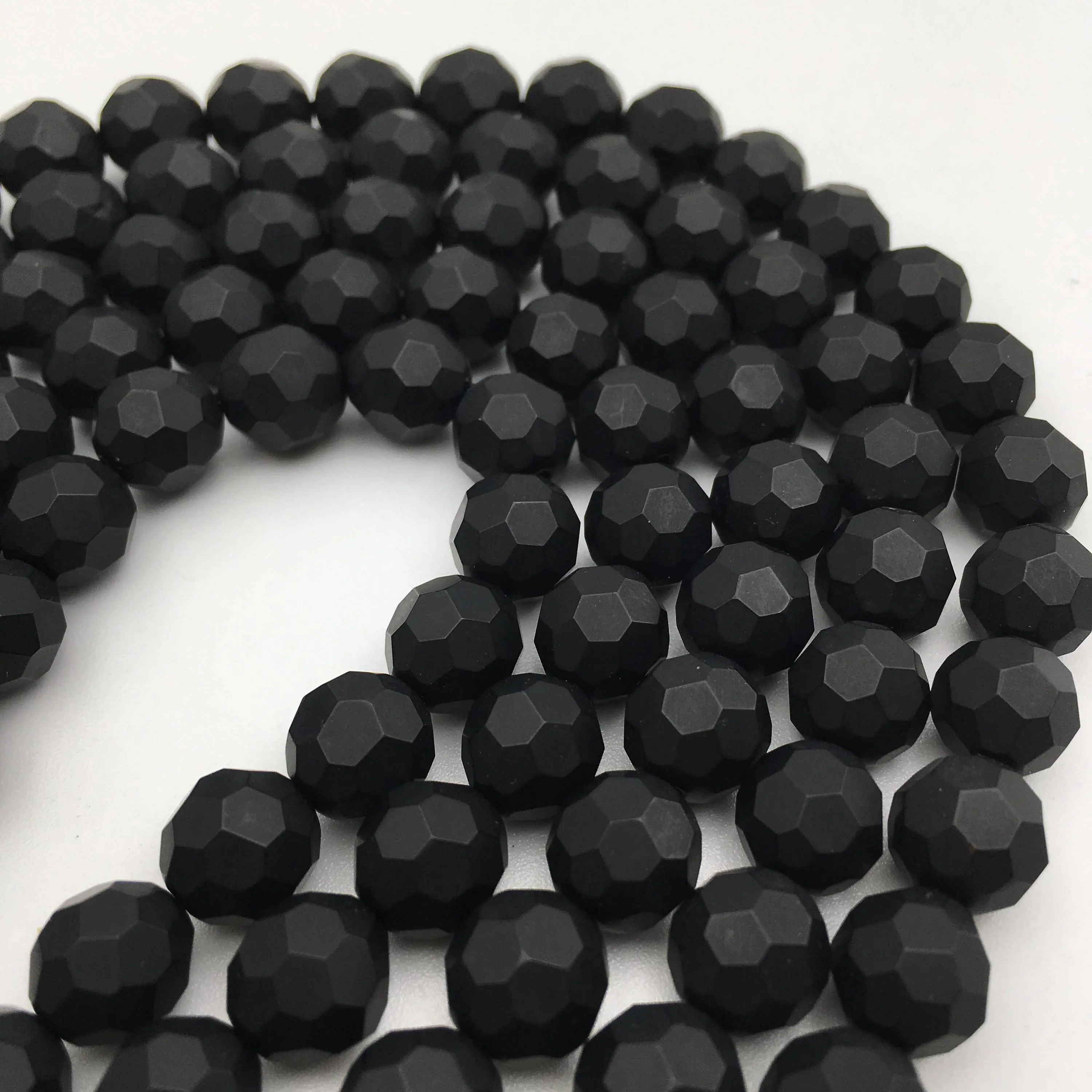 Black Onyx Matte Big Faceted Round Beads 8mm 10mm Approx 15.5" Strand