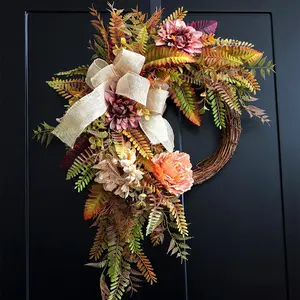 Fall Wreath Thanksgiving Garland Halloween, for Wedding Party Thanksgiving Dinner Fireplace Door Backdrop Decor Decoration Flower Gift Ornaments