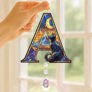 Suncatchers for Windows ,  Starry Night Gifts for Women,  Sun Catchers Indoor Window Rainbow Maker. Black  Lover Gifts for Women Personalized - Letter A
