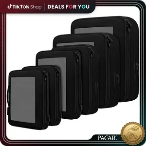 BAGAIL 6 Set Compression Packing Cubes - Space Saving Expandable Travel Organizers for Suitcases