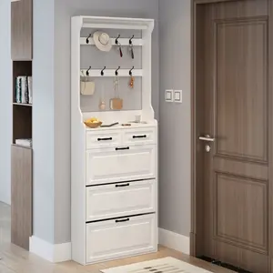 NEW White color shoe cabinet  with 3 doors 2 drawers with hanger,large space for storage