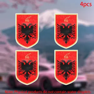 4pcs-Coat of Arms of the Republic of Albania, distressed Sticker-Car stickers for doors, windows, laptops, luggage, furniture and bumpers-durable adhesive vinyl material