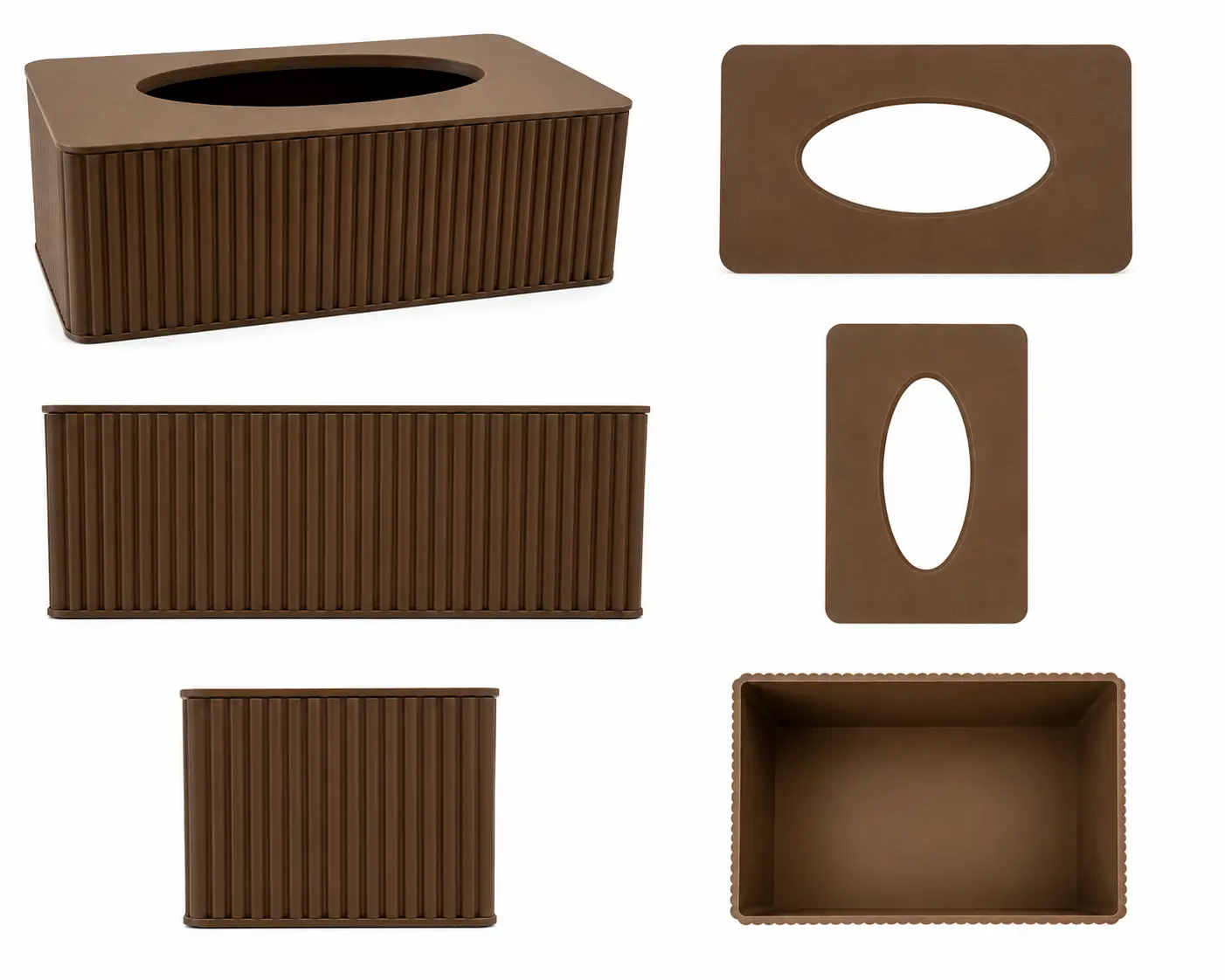Brown Tissue Box Holder with Multiple Sizes and Shapes for Home Decor and Organization