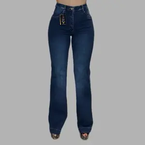 Jean Celeste Colombiano Corte Campana Ref: CBJ-102 High-Waist Straight-Cut Jeans for Daily Wear Comfortable Fit Natural Glute Molding Soft Flexible Material