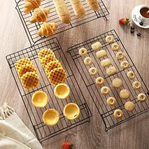 Three layer stackable cooling rack, made of food grade material, foldable baking rack, suitable for cake drying, cookie cooling, pizza, meat, bread, non stick, suitable for multiple scenarios - an ideal gift for baking enthusiasts and housewarming
