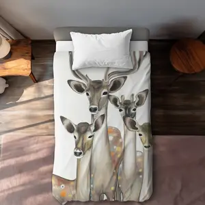 Begin Home Decor C1DCTXLWHPBACW Twin Extra Long Group of Abstract Deers - Childrens Art Duvet Cover - Home Decor