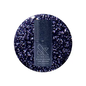 Olive & June Out Past Curfew Gel 1.8oz Inky Blue-Black Flash Glitter Nail Polish for Nighttime Sparkle Manicure