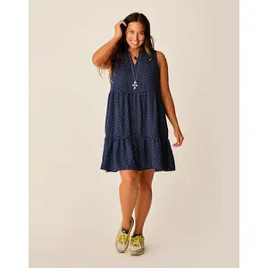 Nellie Linen Dress: Navy Disco