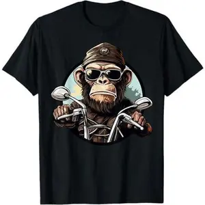 Monkey Motorcyclist / Motorcycle Monkey T-Shirt