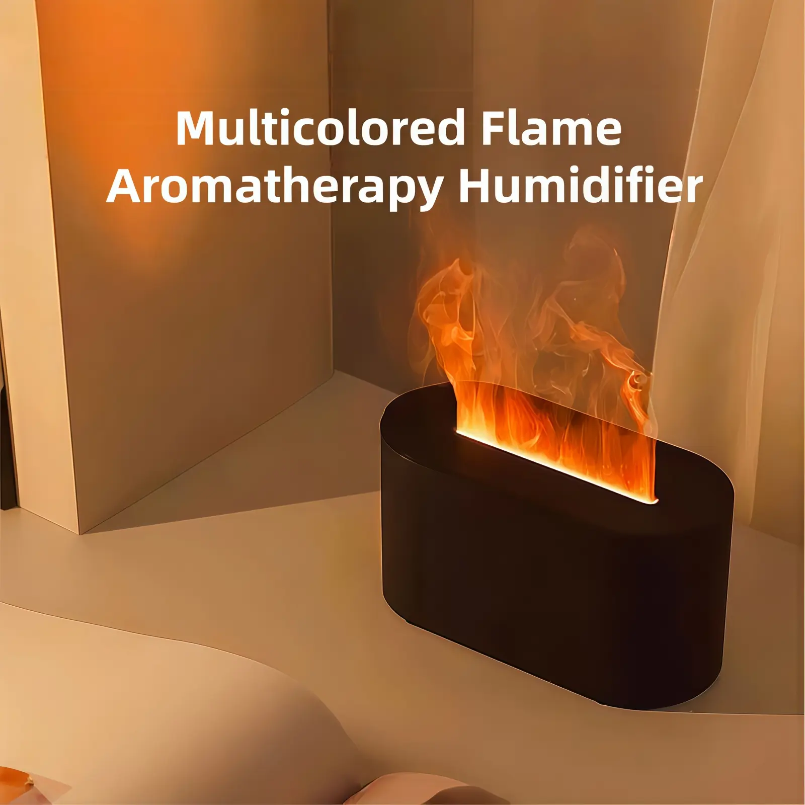 2026 New Flame Effect Aromatherapy Humidifier ,Smart Aromatherapy Diffuser with 7-Color Lights & Flame Effect, Simulated Fire Essential Oil Diffuser, USB Powered Quiet Mist Humidifier for Bedroom Office Home Decor campingessentials