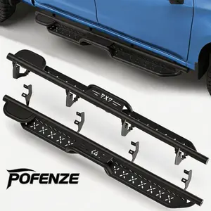 POFENZE-Mestan Running Boards for 2019-2025 Chevy Silverado/GMC Sierra 1500 & 2020-2025 Chevy Silverado/GMCSierra 2500 HD 3500 HD, 4 full-size doors，Carbon Steel NerfBarsSideSteps forFull Size Truck, Black Powder CoatedRunningBoardsboujee car accessories