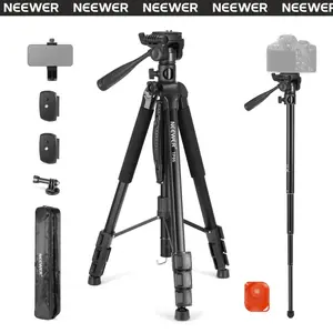 NEEWER BASICS TP05 74.4" Video Tripod Monopod, Convertible Camera Tripod, 360° Pan & Tilt, Adjustable Height Aluminum Tripod for DSLR, Camcorder, Live Streaming