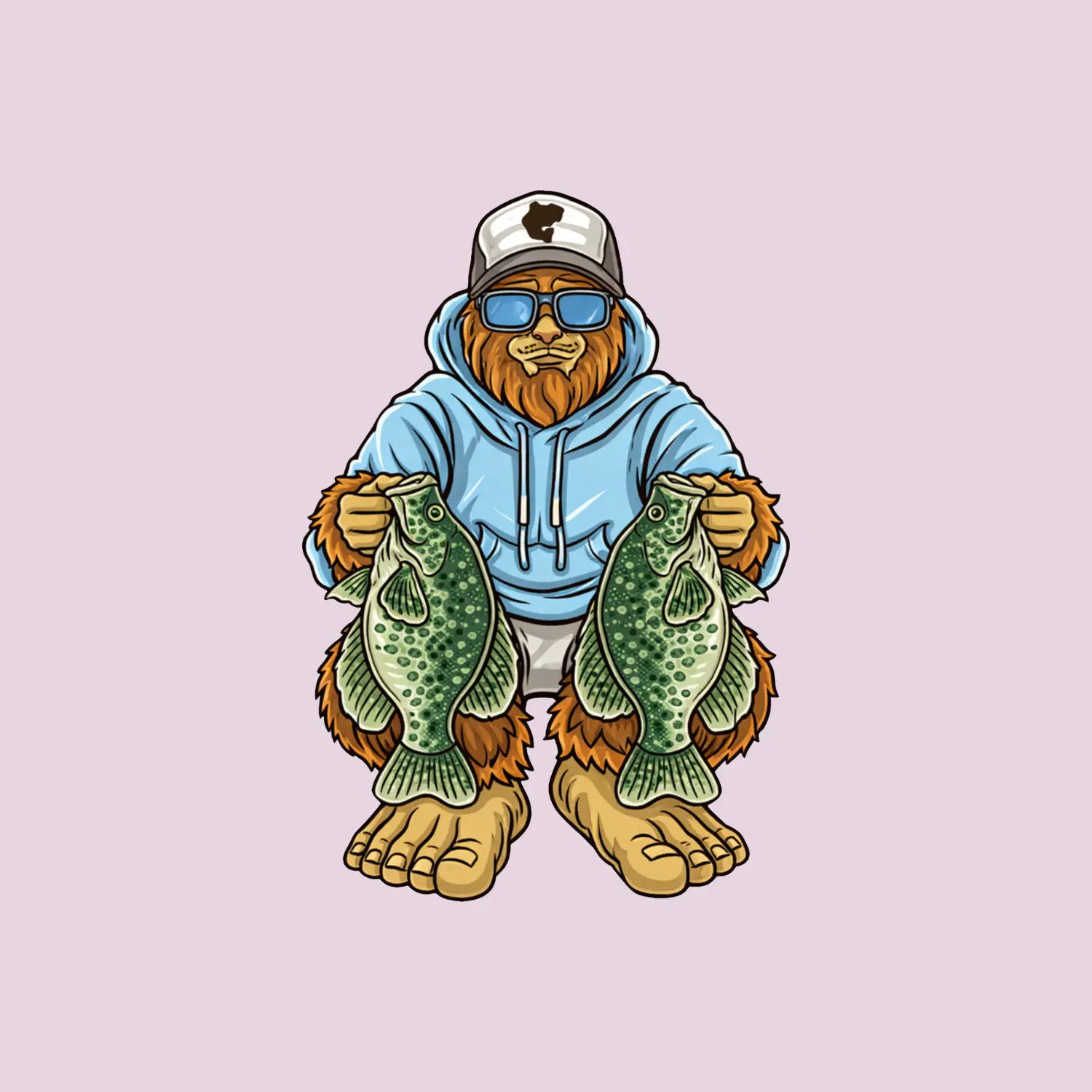 Bigfoot Fisherman Sticker, Bass Fishing Sasqatch Waterproof Vinyl Decal for Laptop, Truck, Tumbler, Fishing Gear
