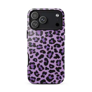 Purple Leopard Phone Case Bold Animal Print Pattern Trendy Y2K Aesthetic Tough Case for iPhone Samsung Google Pixel Polycarbonate TPU Impact Resistant Glossy Finish
