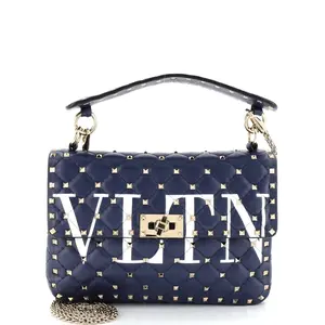 Pre-owned Valentino Leather Shoulder Bags Garavani VLTN Rockstud Spike Flap Bag Quilted Medium by Rebag