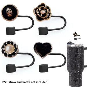 Cute Silicone Straw Cover Cap, 4 Counts/set Cup Accessories for 10mm Straw Cup, Dust Proof Drinking Straw Covers, Reusable Straw Tips Lids, Drinkware