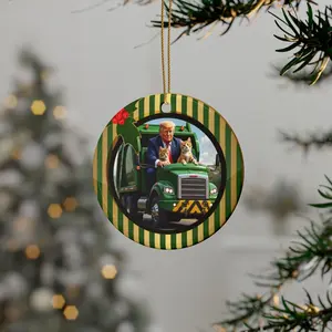 Trump Ornament, MAGA Ceramic Christmas Ornament, Holiday Gift - Circle, Star, Heart, Oval Shapes