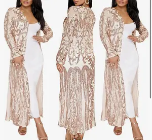 Womenswear Sequin Sparkly Long Duster Cardigan Dress Birthday