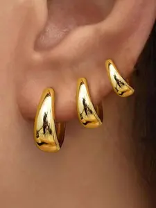 3pairs Hoop Earrings Set for Women, Trendy Chunky Huggie Earrings, Dainty Jewelry for Women and Teens, Lightweight Chunky Hoops