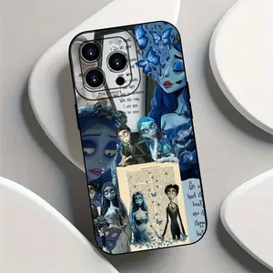 Shockproof Corpse Bride Phone Case with Lens Protection, Black and White TPU Material for iPhone 11/12/ 13/ 14/ 15/ 16/17 17Air  Pro Max