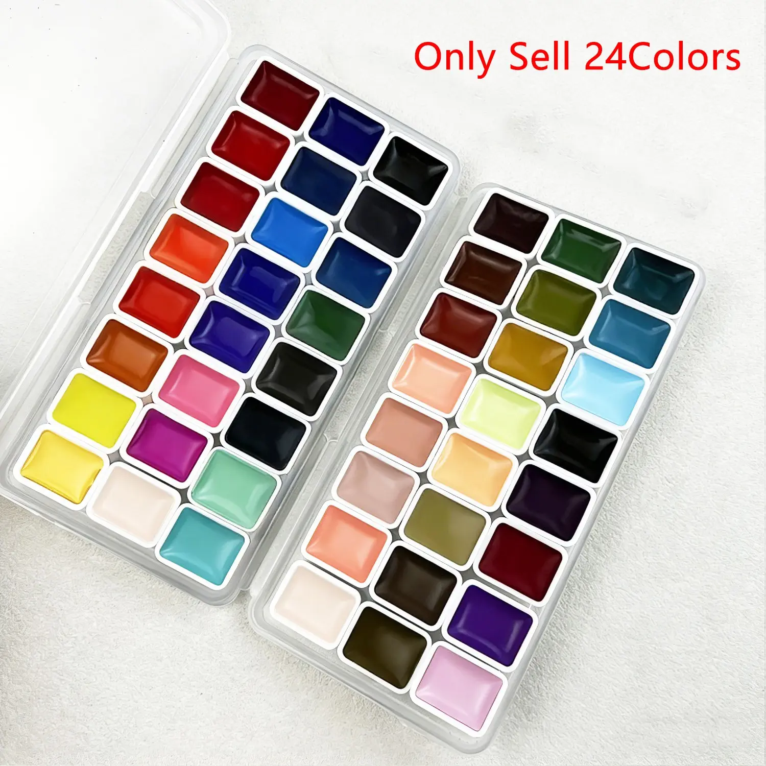 24 Colors High Pigment Pearl Metallic Watercolor Paint Set, Shimmer Glitter Solid Watercolor Palette, Portable Art Painting Supplies for Beginners Artists