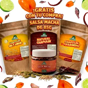 Chapulines 3 Pack - Habanero, Garlic, Salt & Lime - 4oz Snack Pack for Versatile Flavor Enhancements And Free SalsaMacha 130G - Savory, Spice