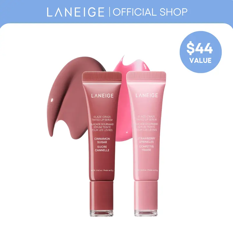 Laneige Glaze Craze Duo, Tinted Lip Serum Bundles, Lip Care, Moisturizing