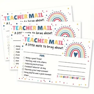 Rainbow Theme Encouragement Cards for Teachers and Parents, 50 Matte Design, Classroom Rewards and Progress Tracking, Positive Message Card