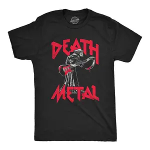 Mens Death Metal T Shirt Funny Brutal Grim Reaper Bloody Guitar Tee for Guys Mens Funny T Shirts Cool Vintage Fashion T-Shirt Gift Classic Menswear Sarcastic Apparel for Men Funny Music Short Sleeve Novelty Black -