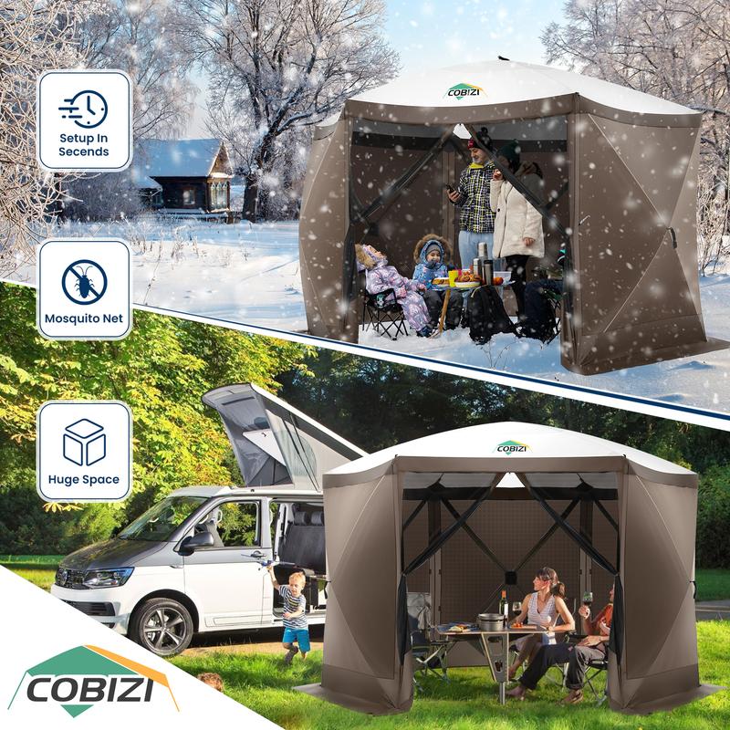 COBIZI 12x12ft Pop Up Gazebo Tent Screen House with Mosquito Netting and Sidewalls for Camping