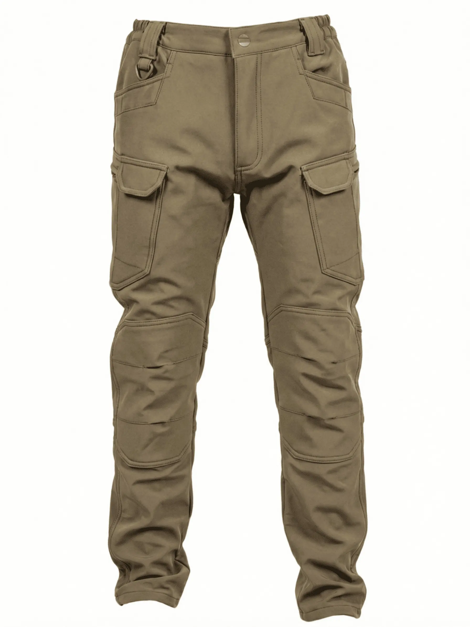 Men's Fleece-Lined Cargo Joggers - Waterproof Thermal Softshell Menswear with Pockets for Tactical Outdoor Work, Hiking