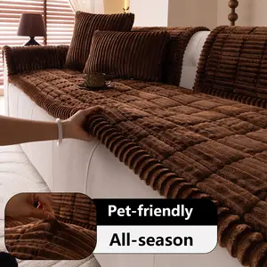 Luxury Minimalist Sofa Cushion Cover, Anti-Slip Pet-Friendly Washable Sofa Pad, Suitable for All Seasons, Home Office Kitchen Use, Soft Sofa Protector