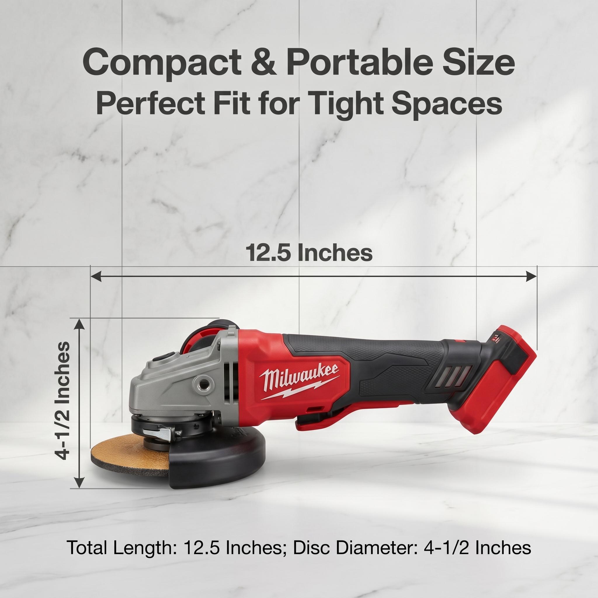 Milwaukee M18 Brushless 125 mm 4.5–5 inch dual-use grinder tool | Bare unit | Suitable for jobsite metal cutting, rebar groove cuts, and weld grinding | Rechargeable angle grinder | Up to 11,000 RPM, tool-free guard, and electronic anti-rebound protection