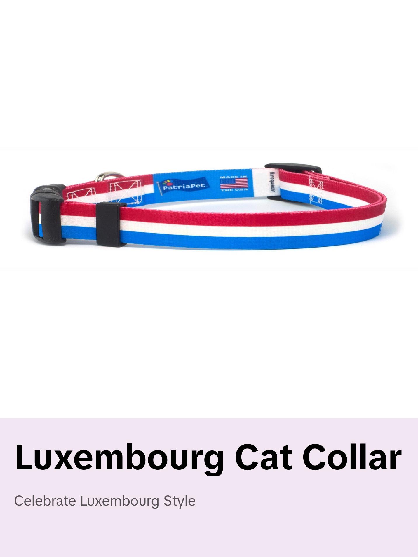 Cat Collar with Luxembourg Flag | Great For National Holidays, Festivals, Parades, Sporting Events, Pride Events