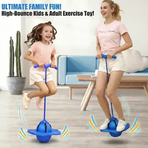 Pogo Jumper with Handle and Ball Pump, High Jump Toy Bounce Jump Trick Board Pogo Bouncing Ball Safe and Fun Pogo Stick for Kids Boys Girls and Adults
