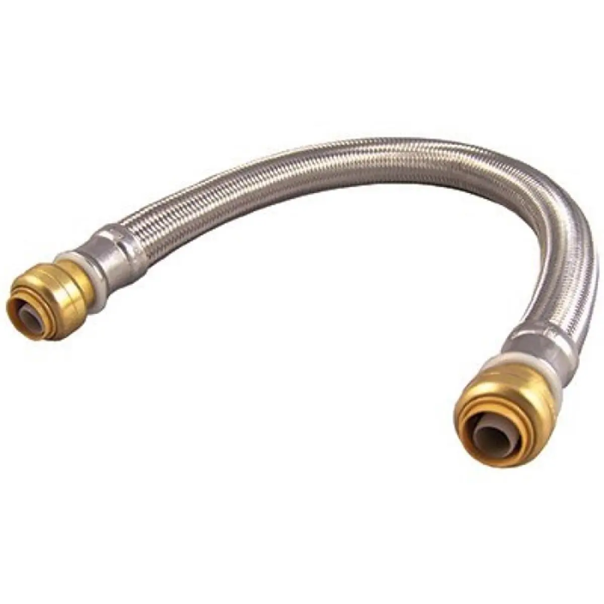 212 MAIN Stainless Steel Braided Knit Flexible Coupling Hose, 0.5x0.5x18 in, Copper-Compatible Water Pipe with Easy Installation, Stainless Steel Hose
