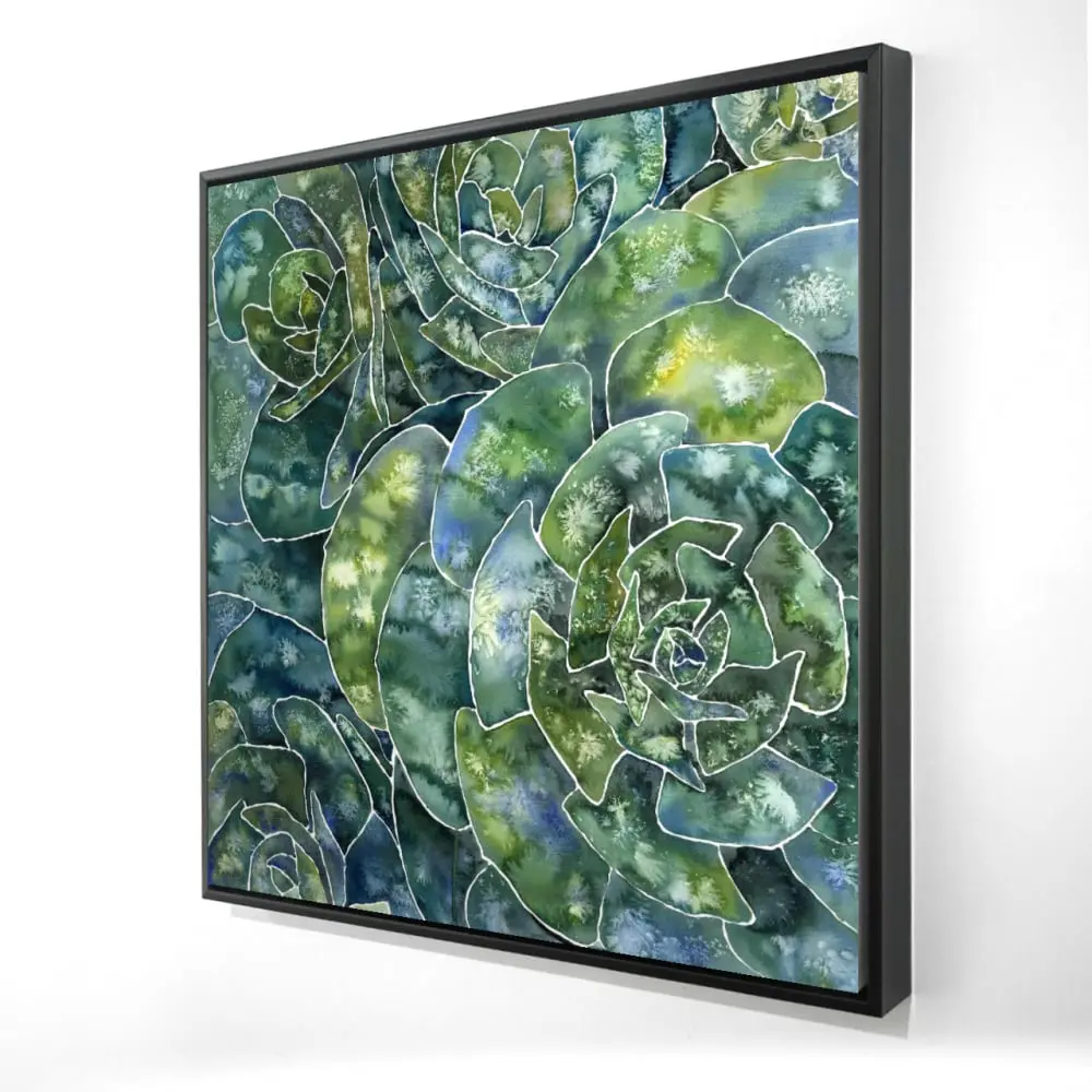Begin Home Decor 2081-2424-FL353 24 x 24 in. Cactus Green Bedroom Canvas - Abstract Succulents Wall Art